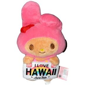 Hello Kitty I Love HAWAII License Plate My Melody Pink Plush 6” Sanrio Toy